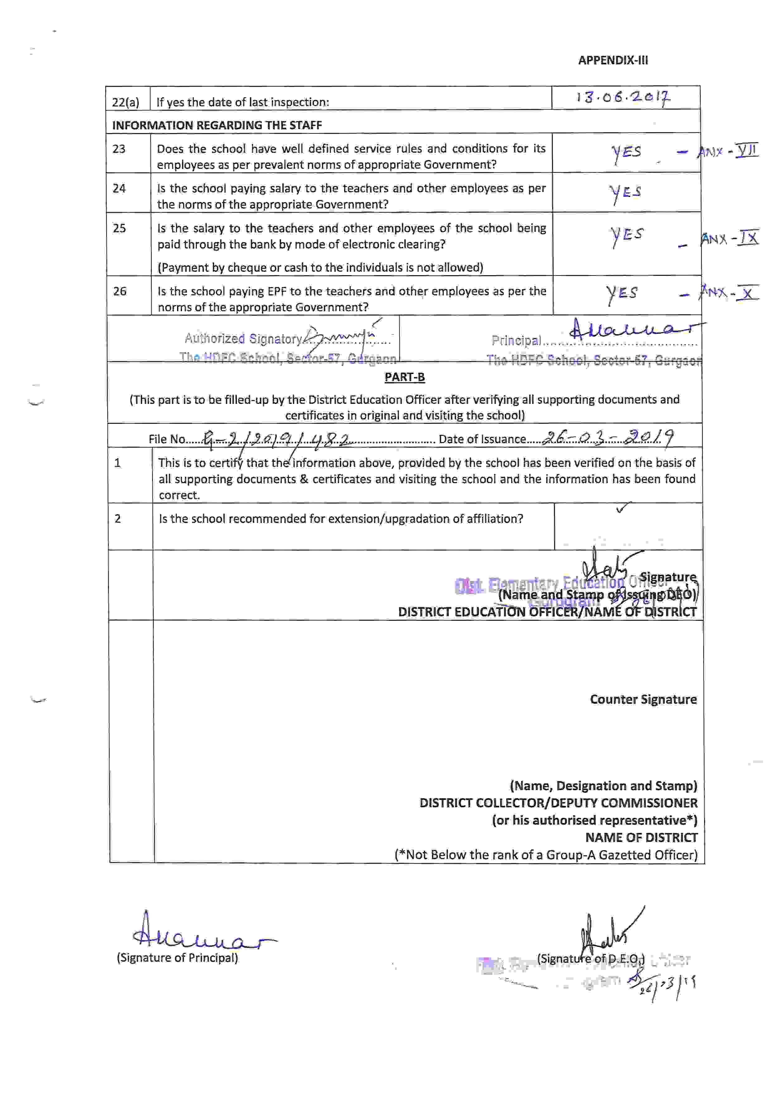 The HDFC School Gurgaon Disclosure